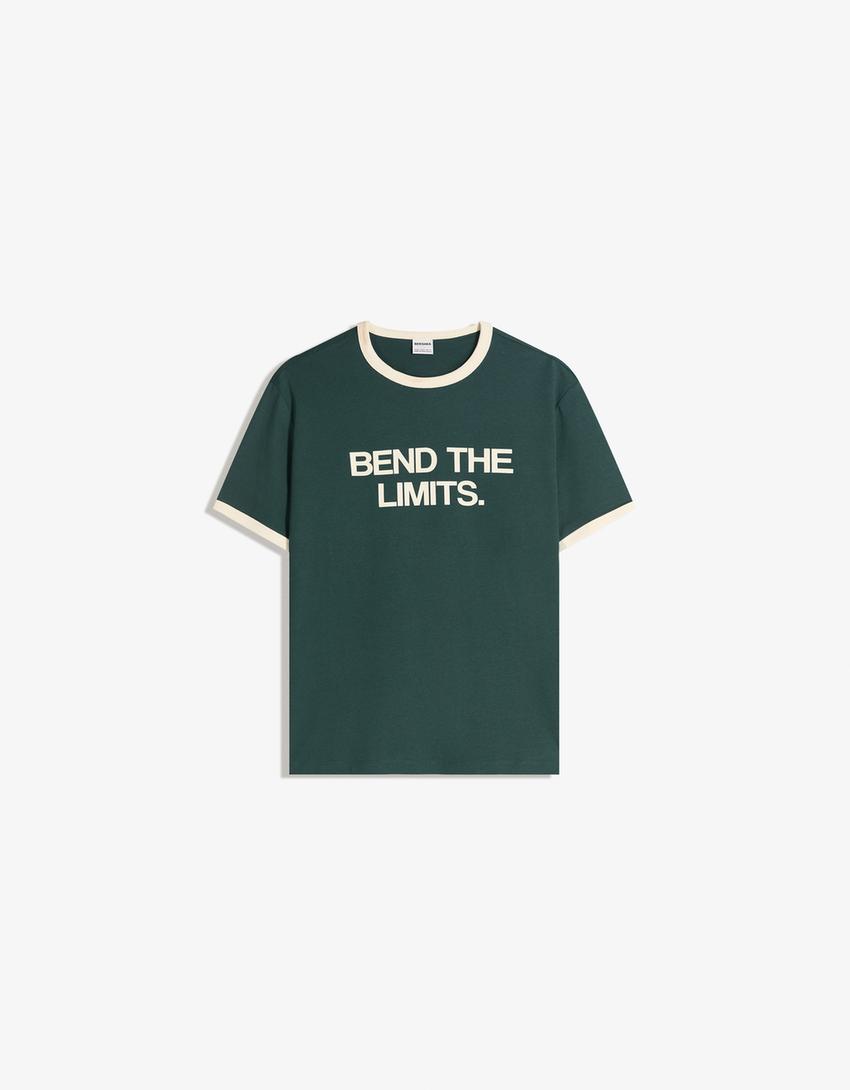 Camiseta manga corta rib print-Verde