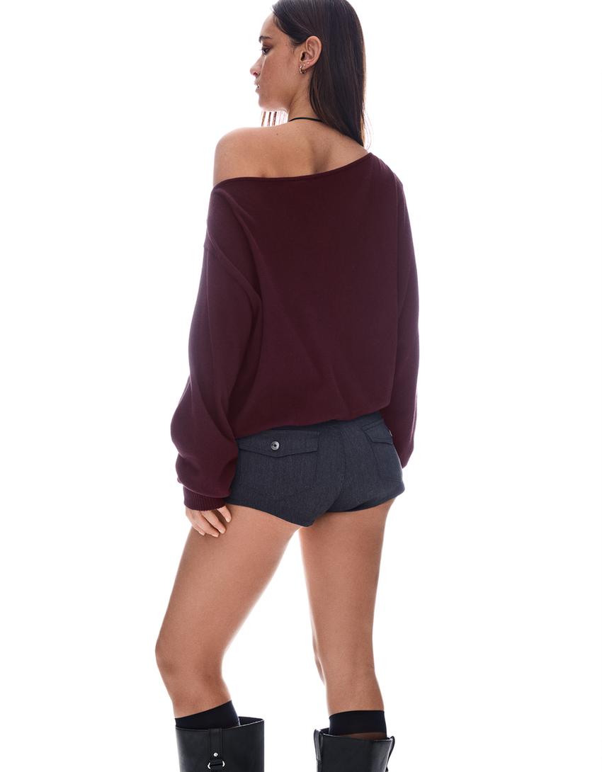 Pull maille clous-Bordeaux