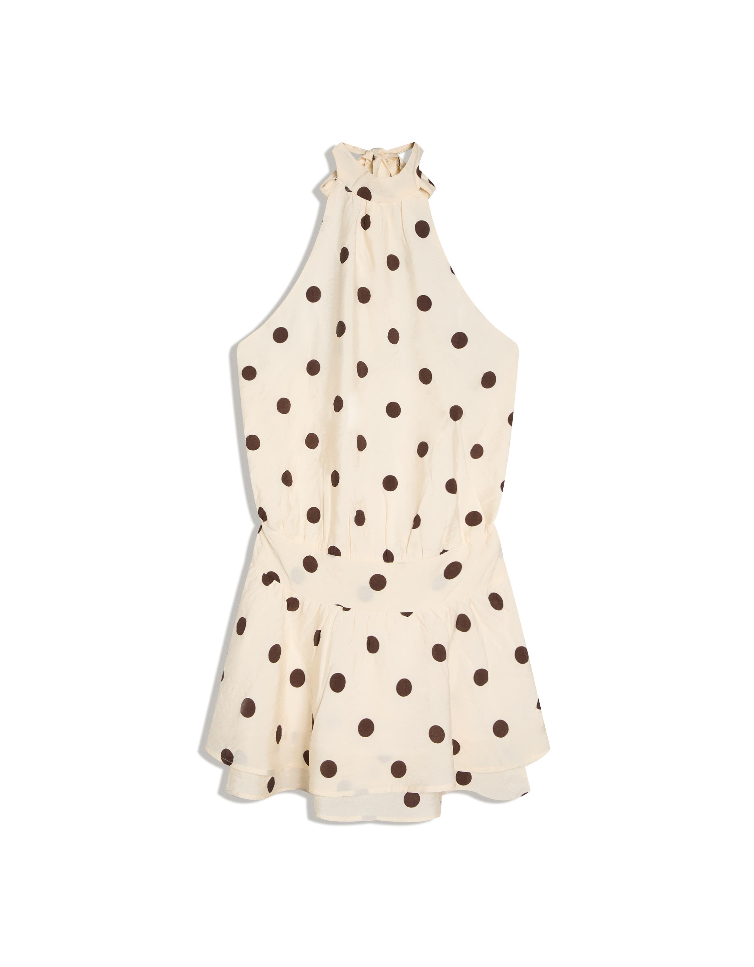 Mini halter neck dress — Beige