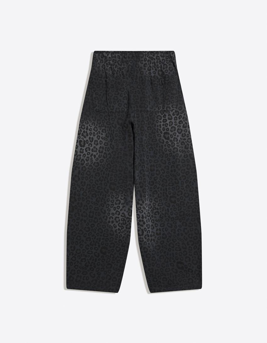 Balloon animal print trousers-Grey