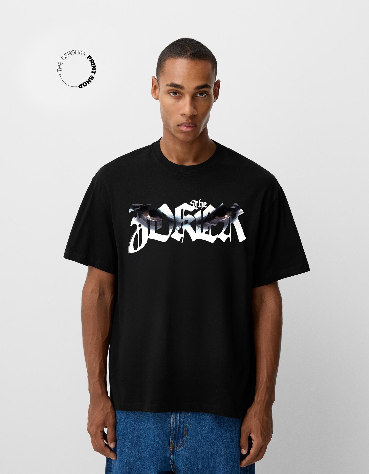 Bershka Camiseta Joker Manga Corta Relaxed Hombre Xs Negro