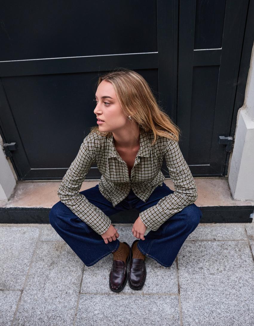 Mocassin à détail froncé-Grenat