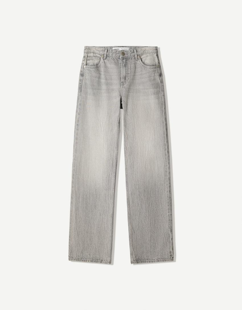 Jeans straight-Gris