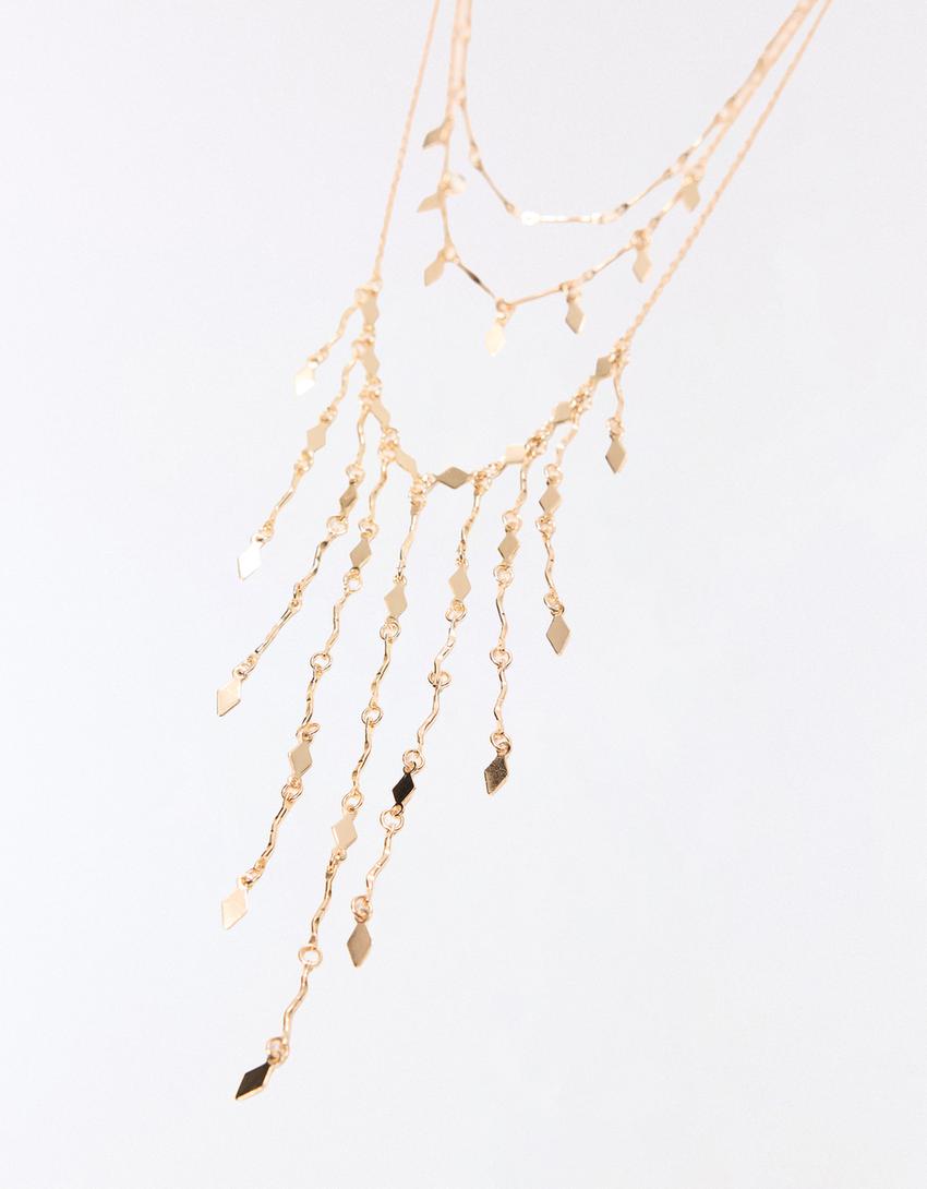 Pack of 3 layered chain necklaces-Gold