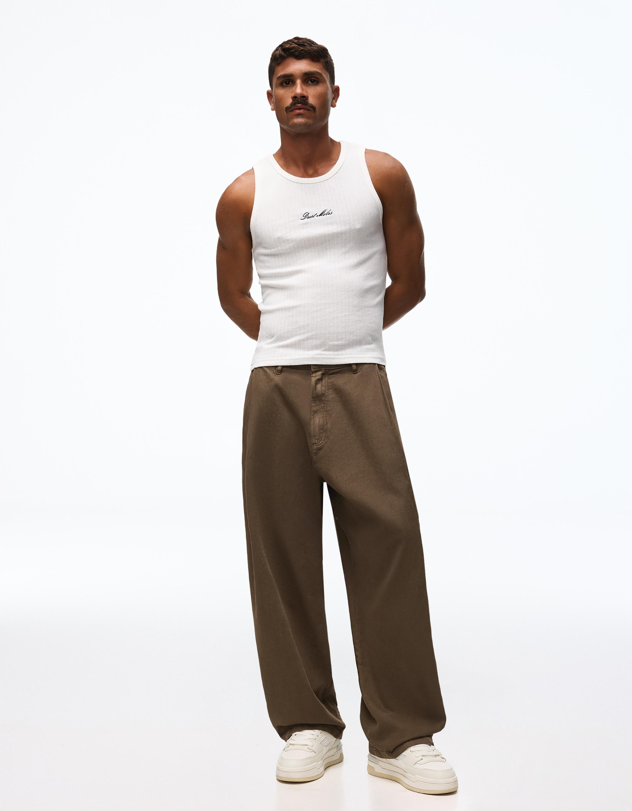 Ketenli super baggy fit pantolon - Görsel 28