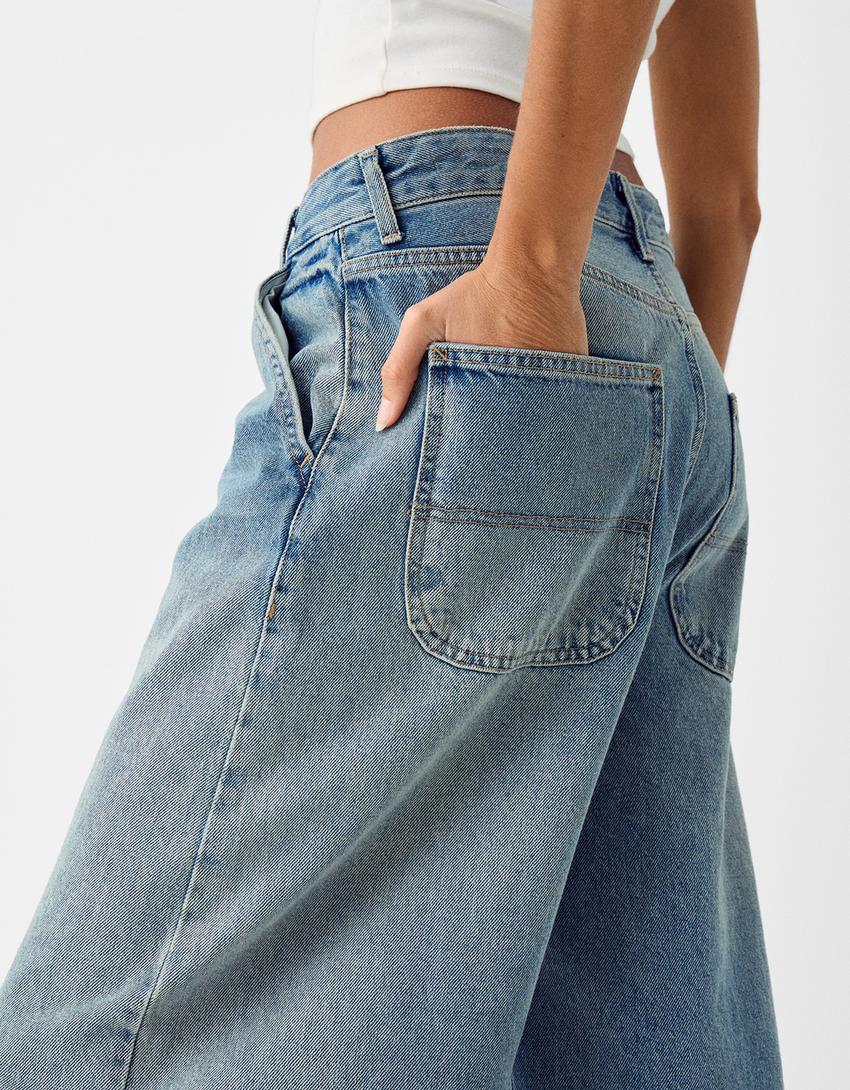 Jean skater fit effet délavé-Bleu lavé-5