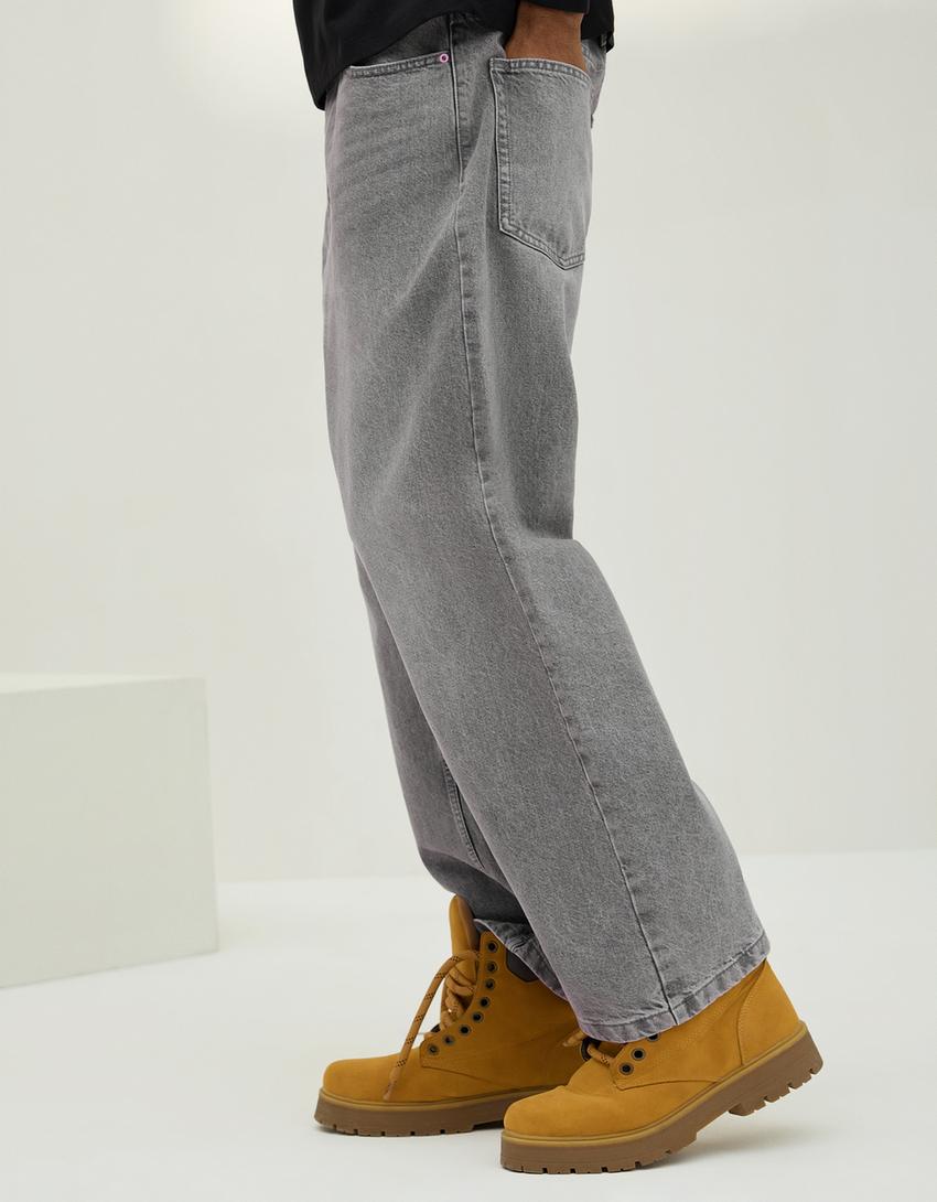 Jeans baggy-Cinza