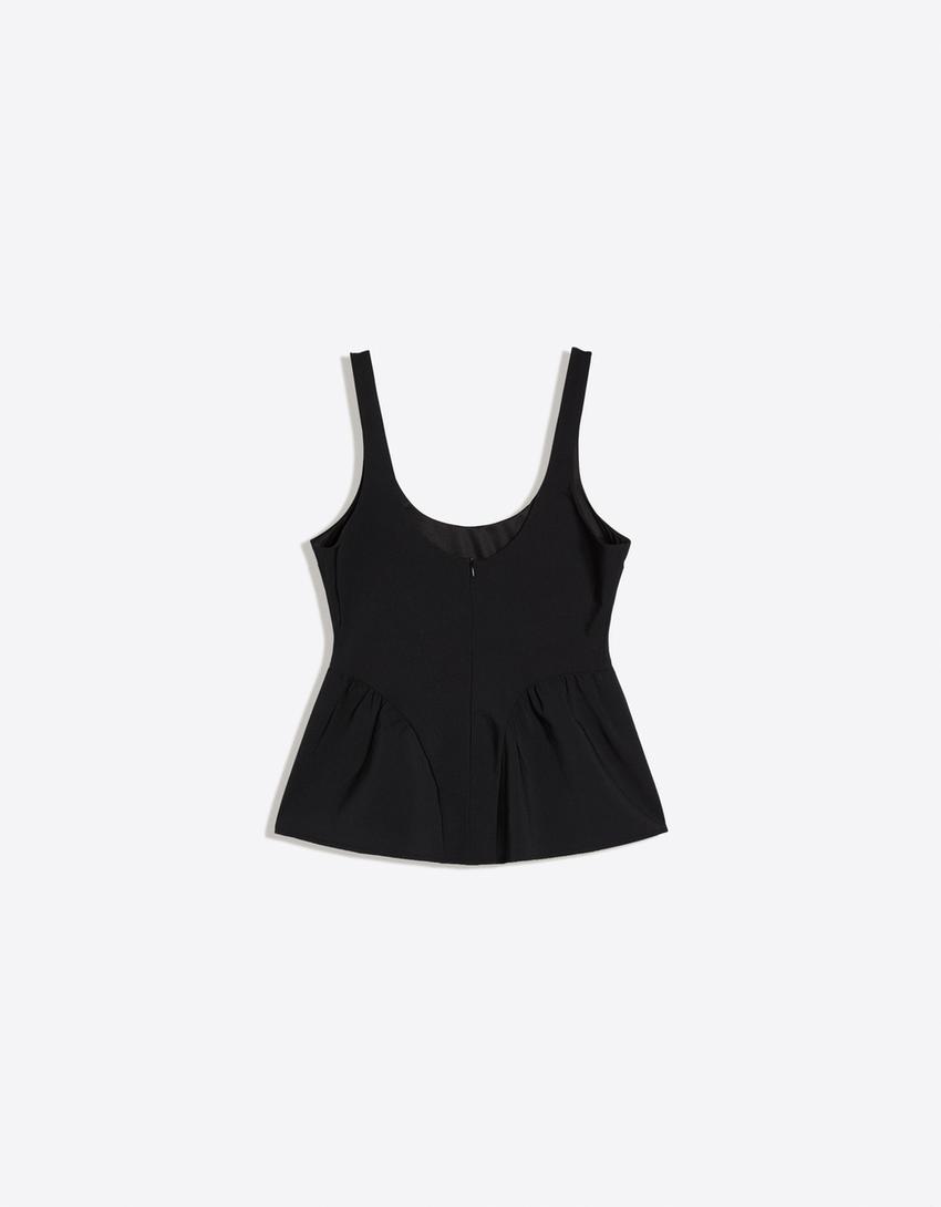 Peplum askılı top-Siyah