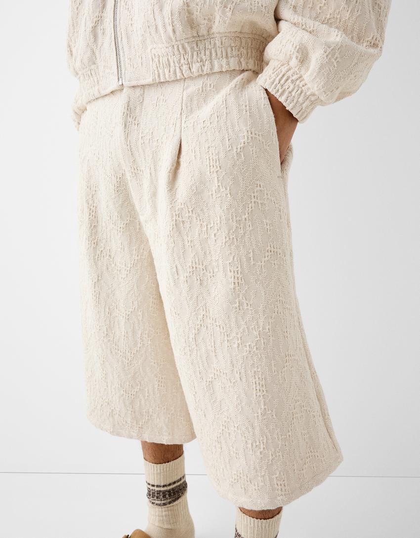 Jort bermuda wide leg texturé-Pierre-3