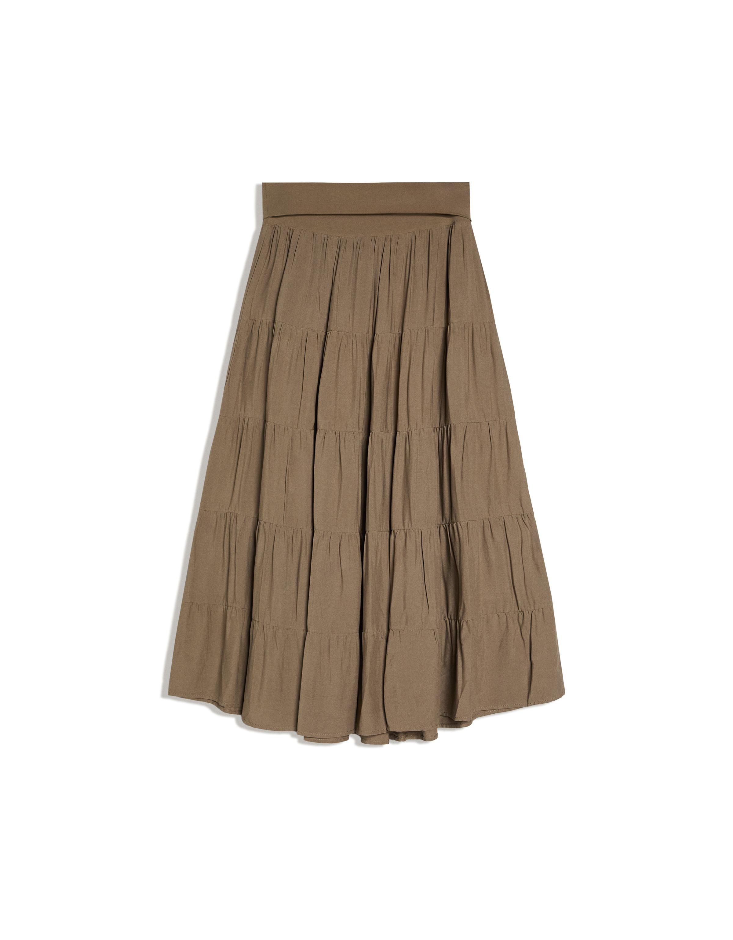 Fold-over waist midi skirt — Khaki