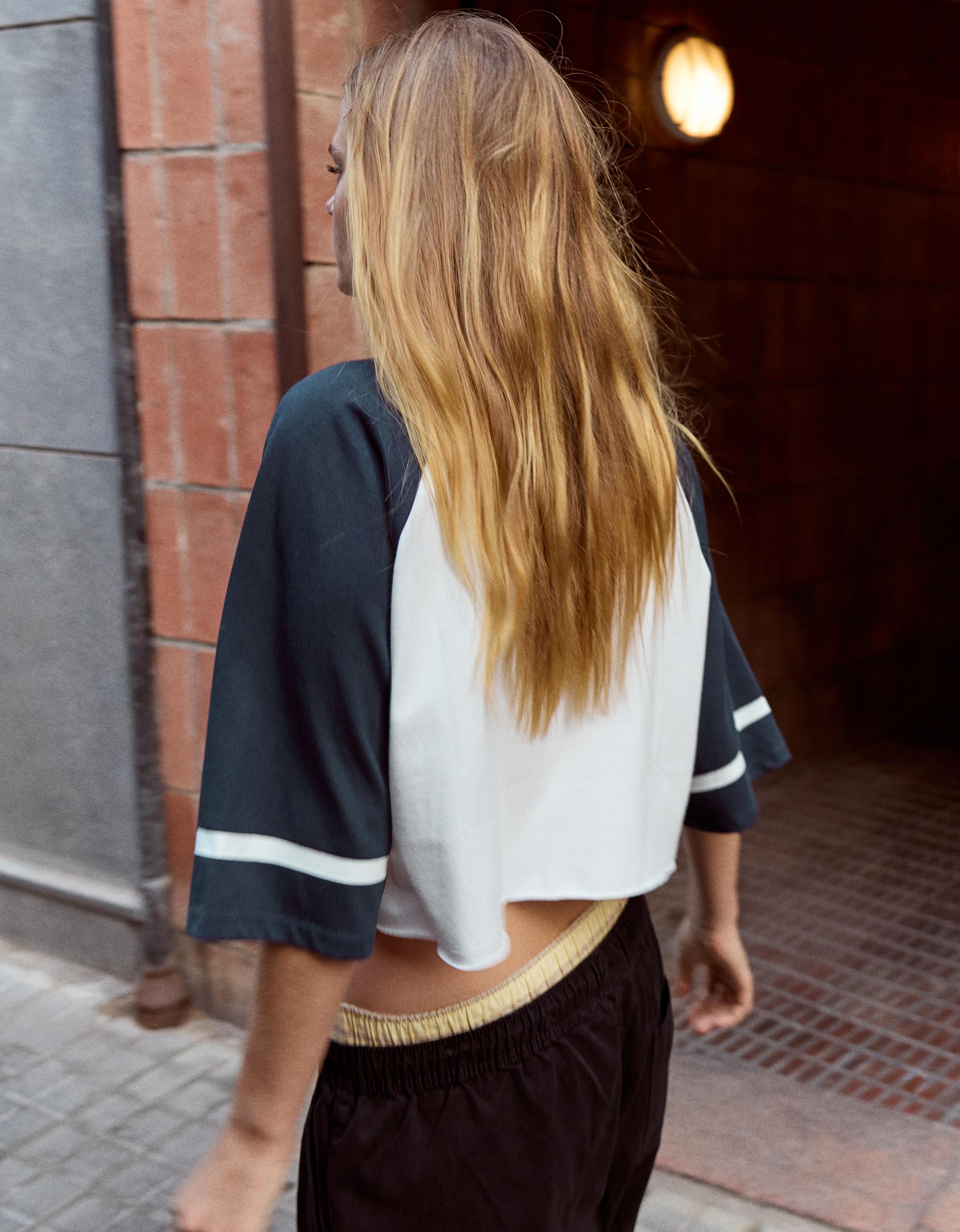 Short sleeve raglan print T-shirt — Off white