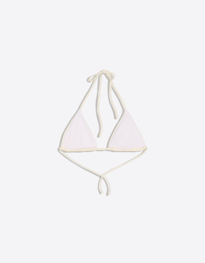 Top bikini triángulo botones-Crudo