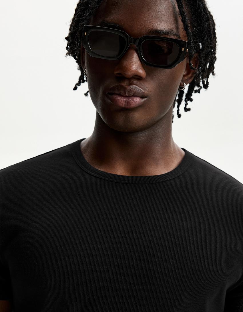 Geribd T-shirt met korte mouw