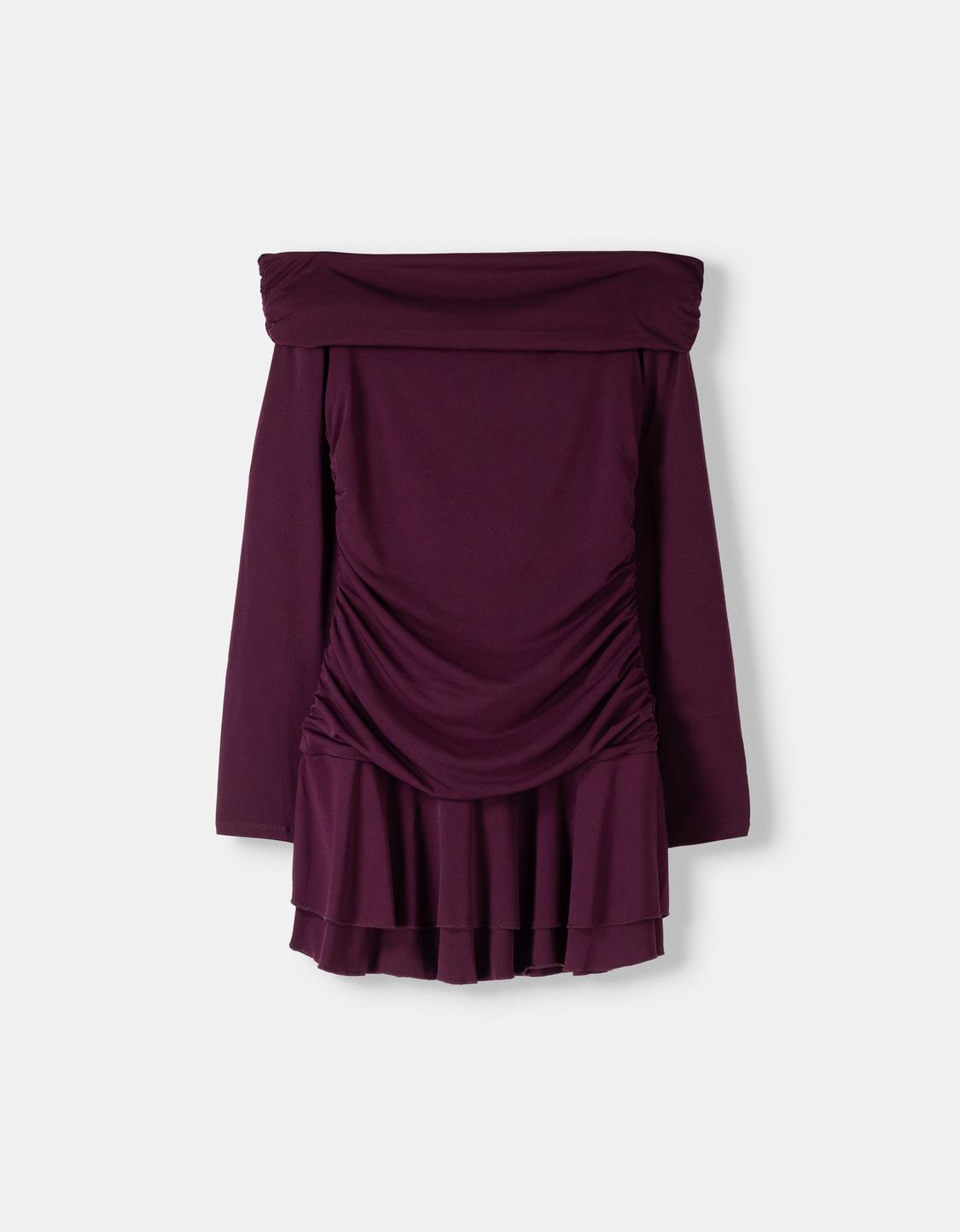 Long sleeve ruffled mini dress