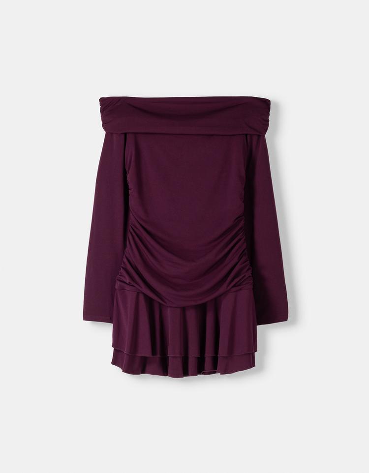 Long sleeve ruffled mini dress