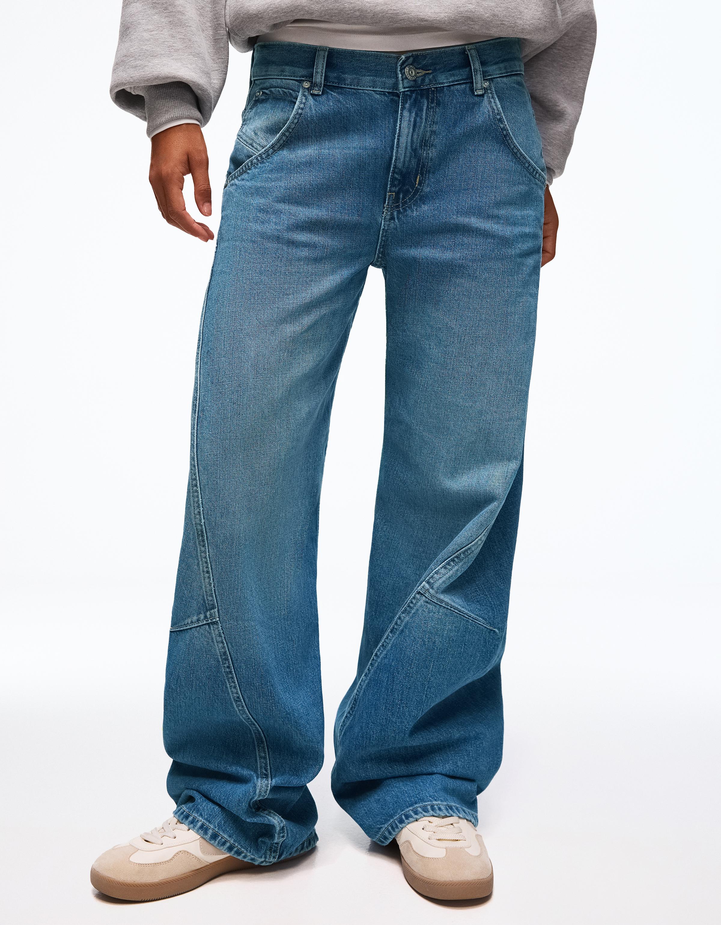 Low-rise barrel jeans — Light blue