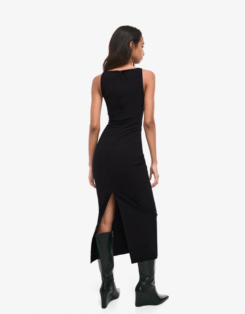 Bengaline midi dress-Black