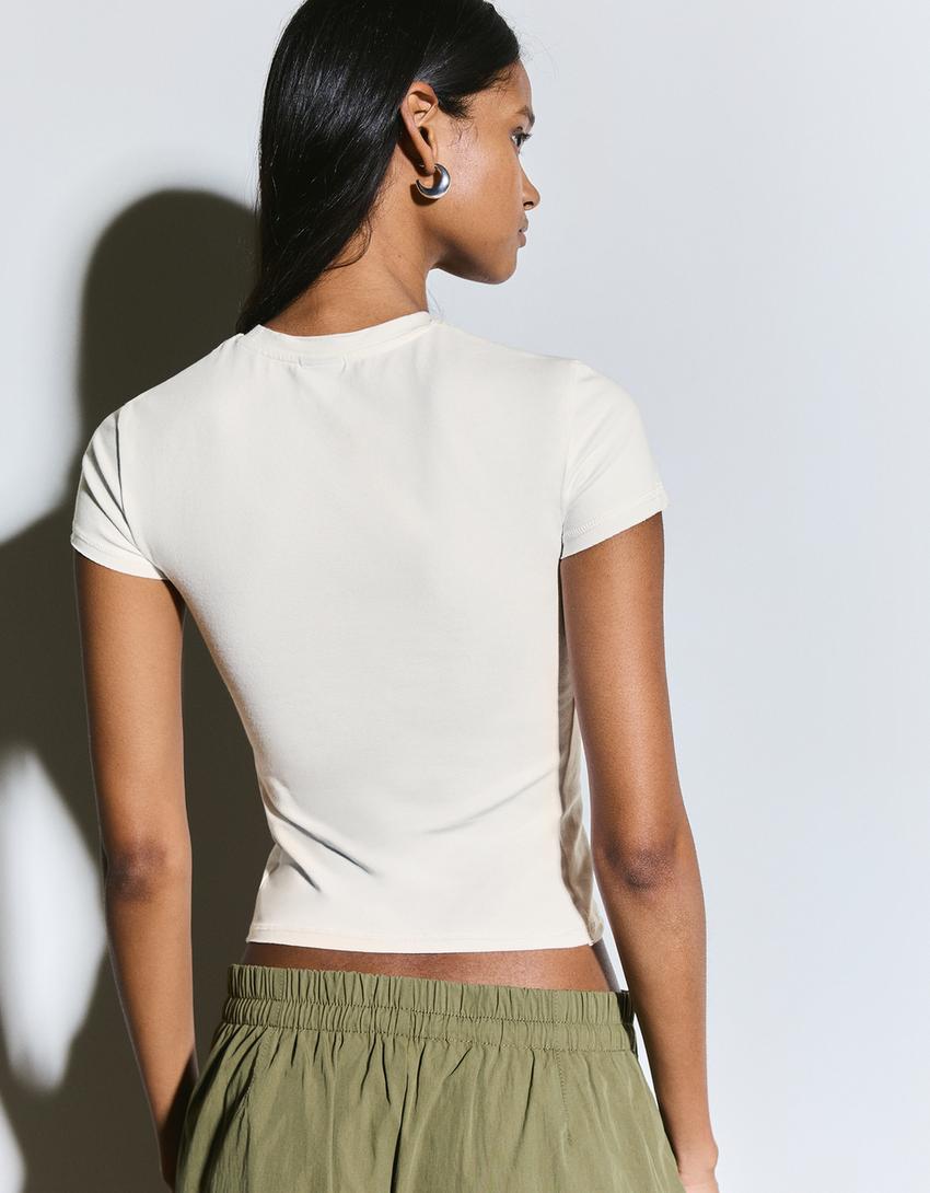 short sleeve print T-shirt-Off white