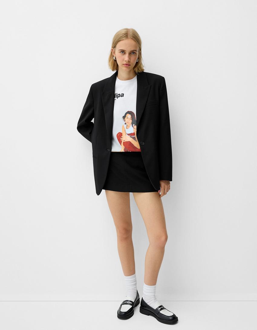 Tailored blazer and skort set-Black-0