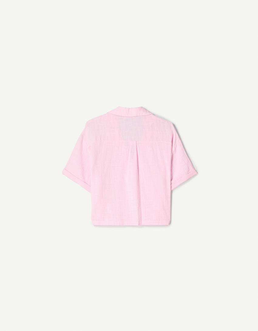 Camisa manga corta rústica estructura-Rosa