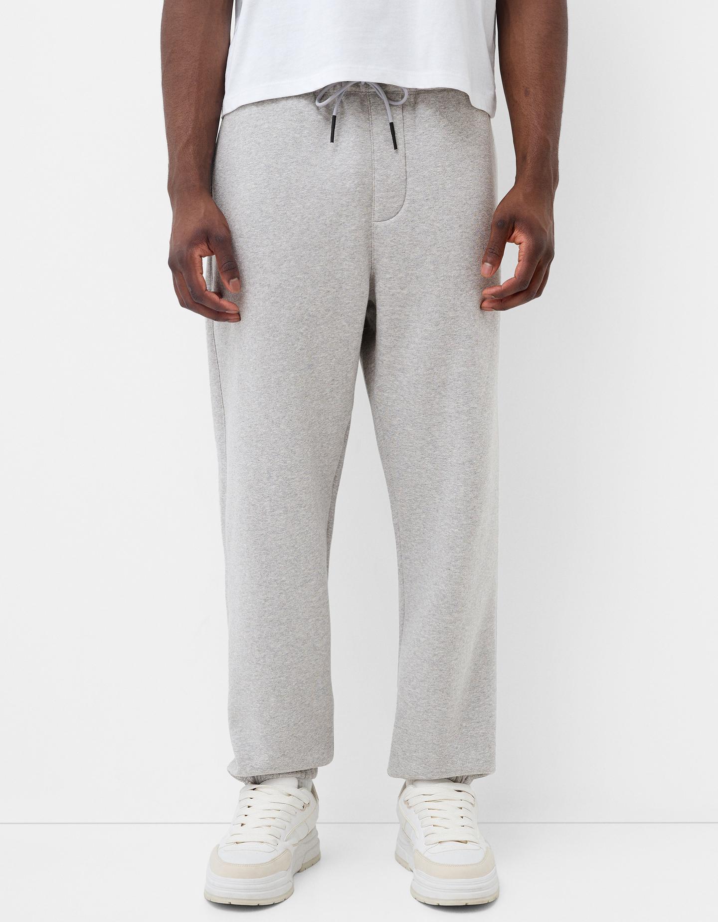 Bershka Pantalón Jogger Felpa Hombre M Gris