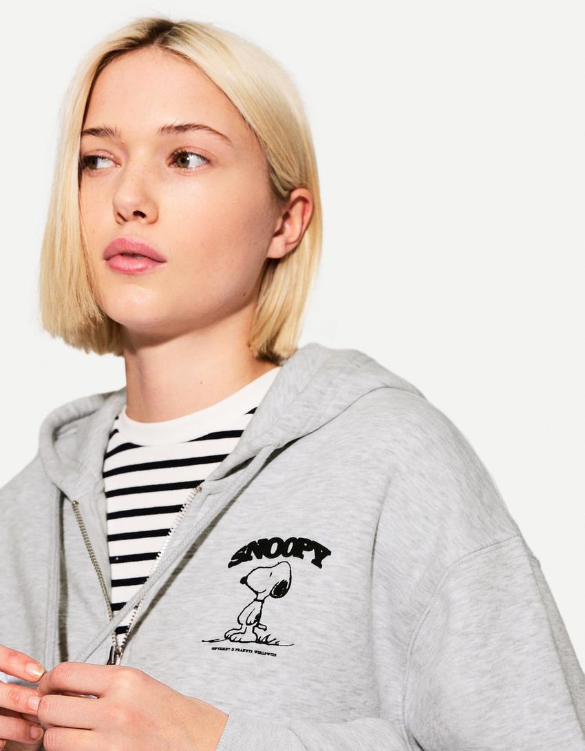 Sudadera Snoopy cremallera capucha-Gris-2