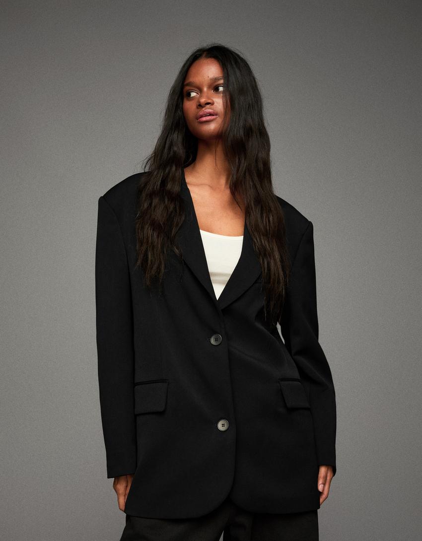 Oversized blazer-Black-2