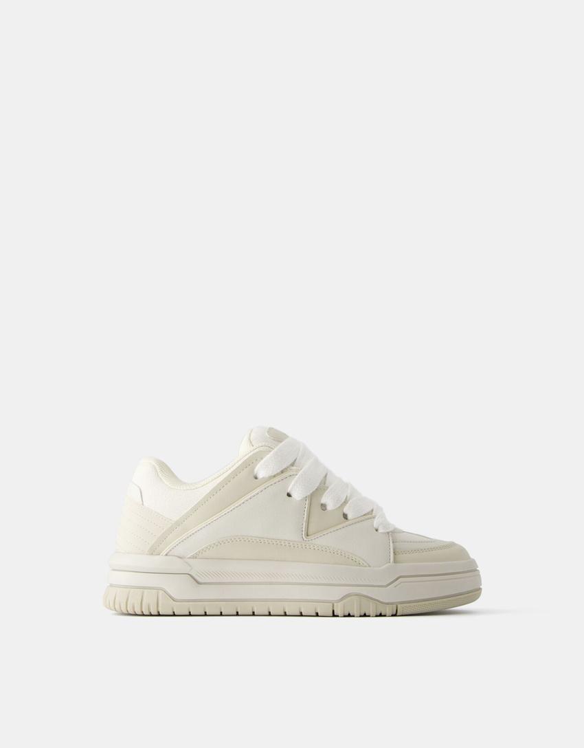 Tenisice skejterskog stila s debelim potplatom-Bijela