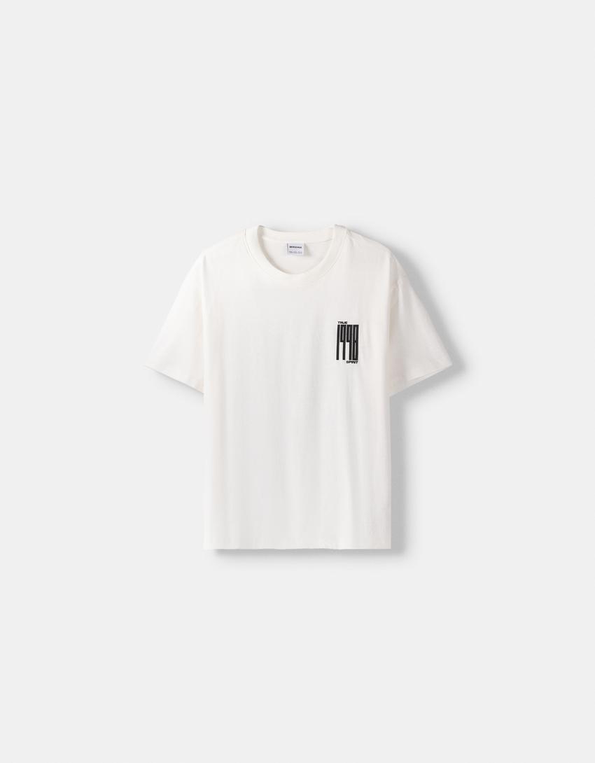 Boxy-fit short sleeve print T-shirt-Off white