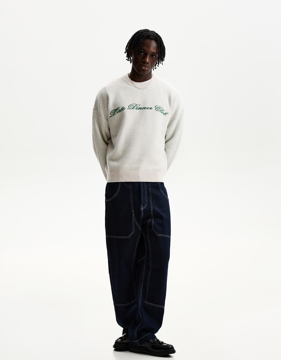 Printed jacquard sweater