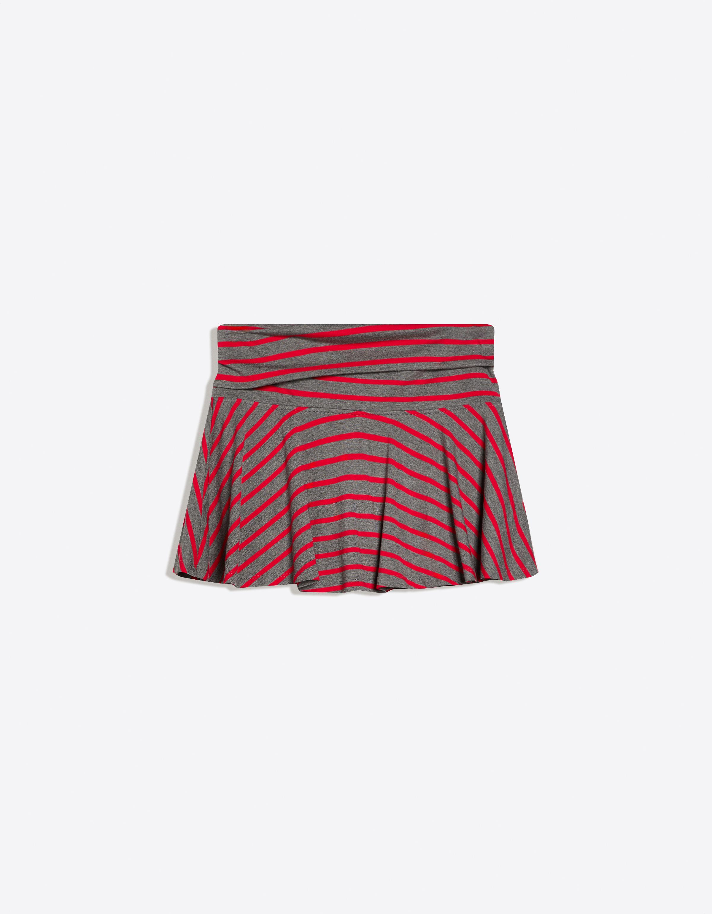 Double-waist flared mini skirt