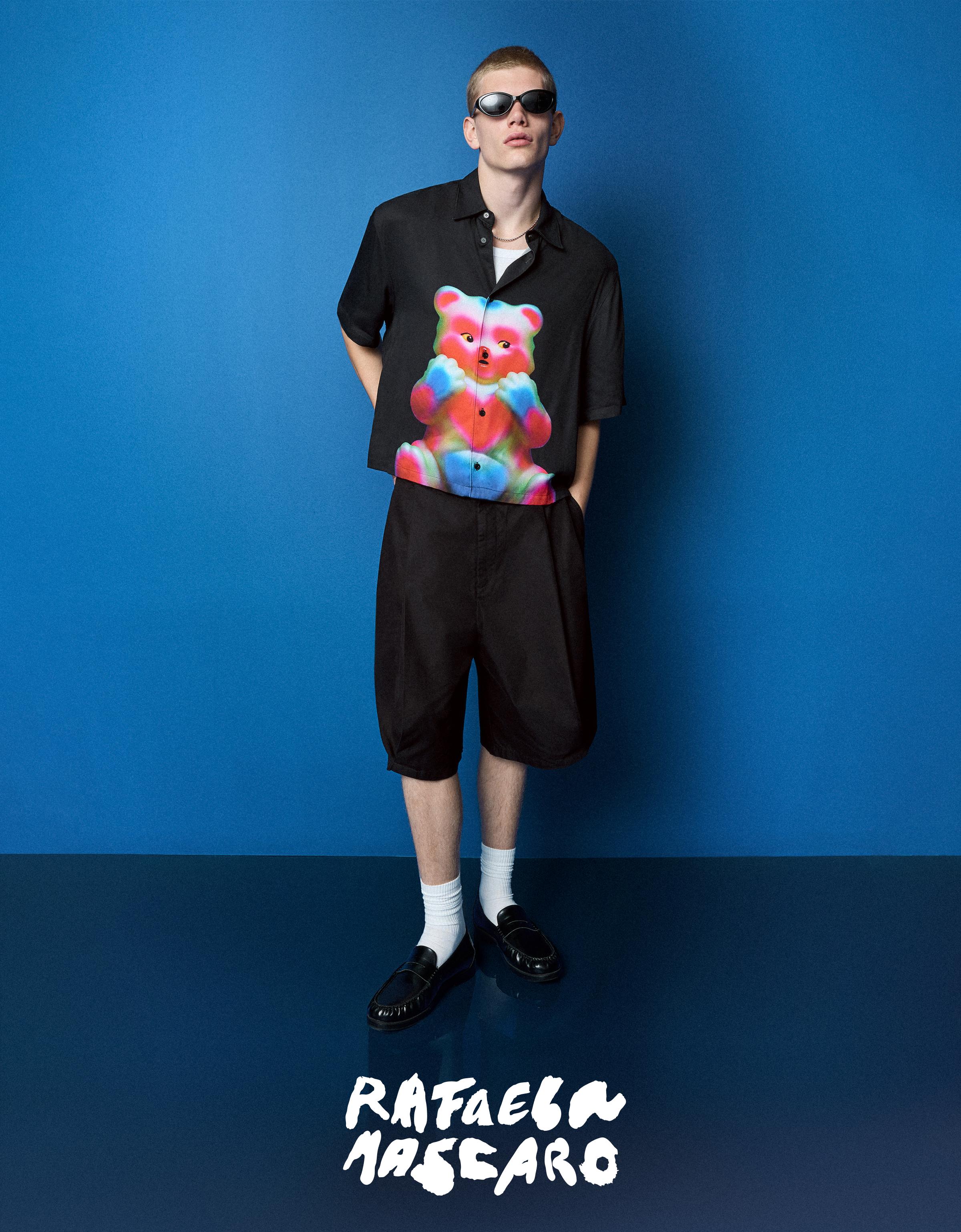Short sleeve boxy shirt RAFAELA MASCARO — Black