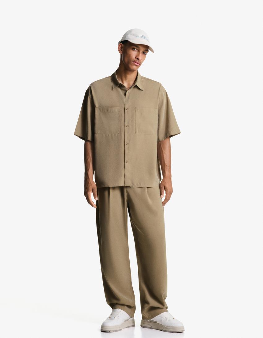 Ensemble chemise et pantalon-Taupe-0