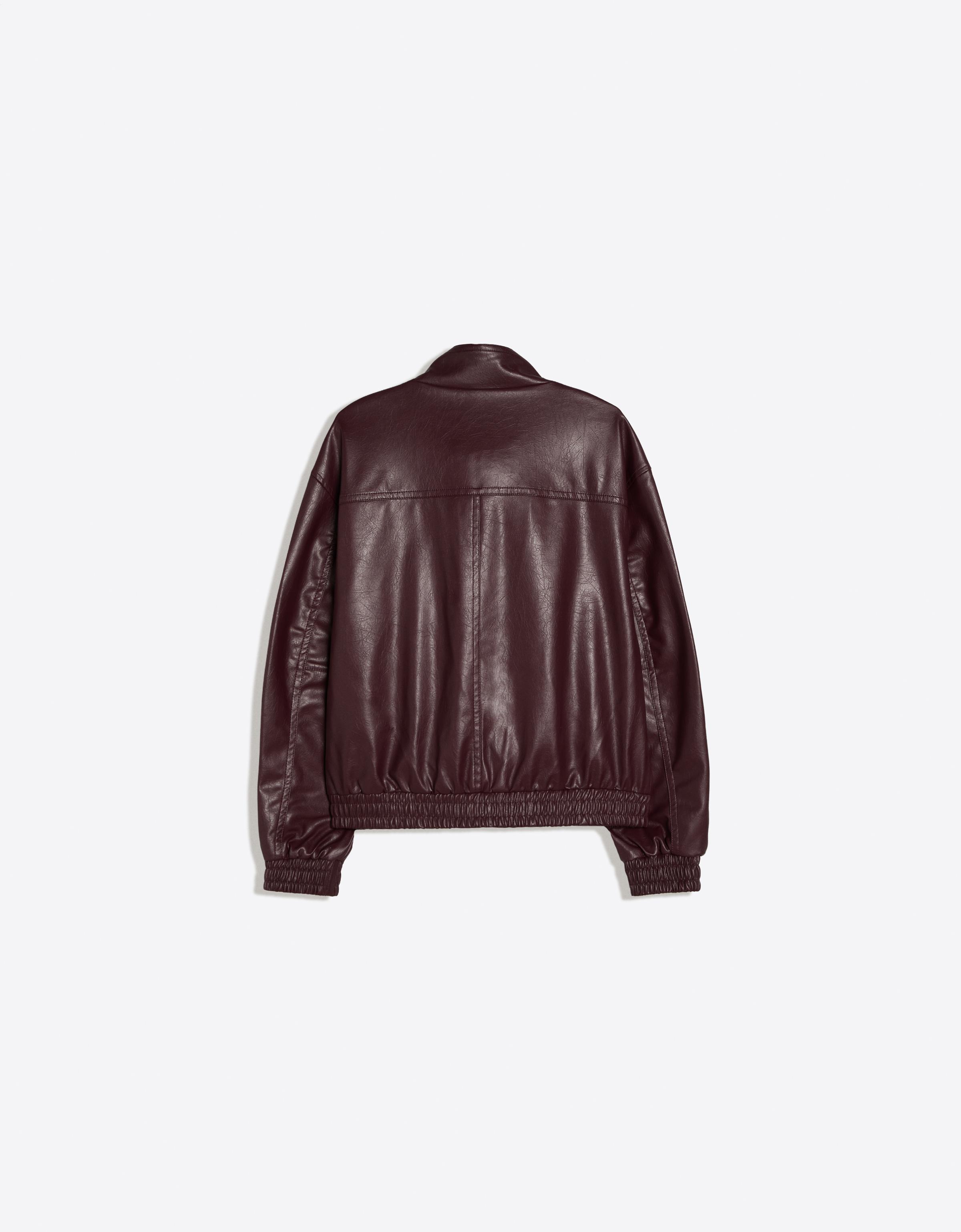 Leather effect jacket — Burgundy