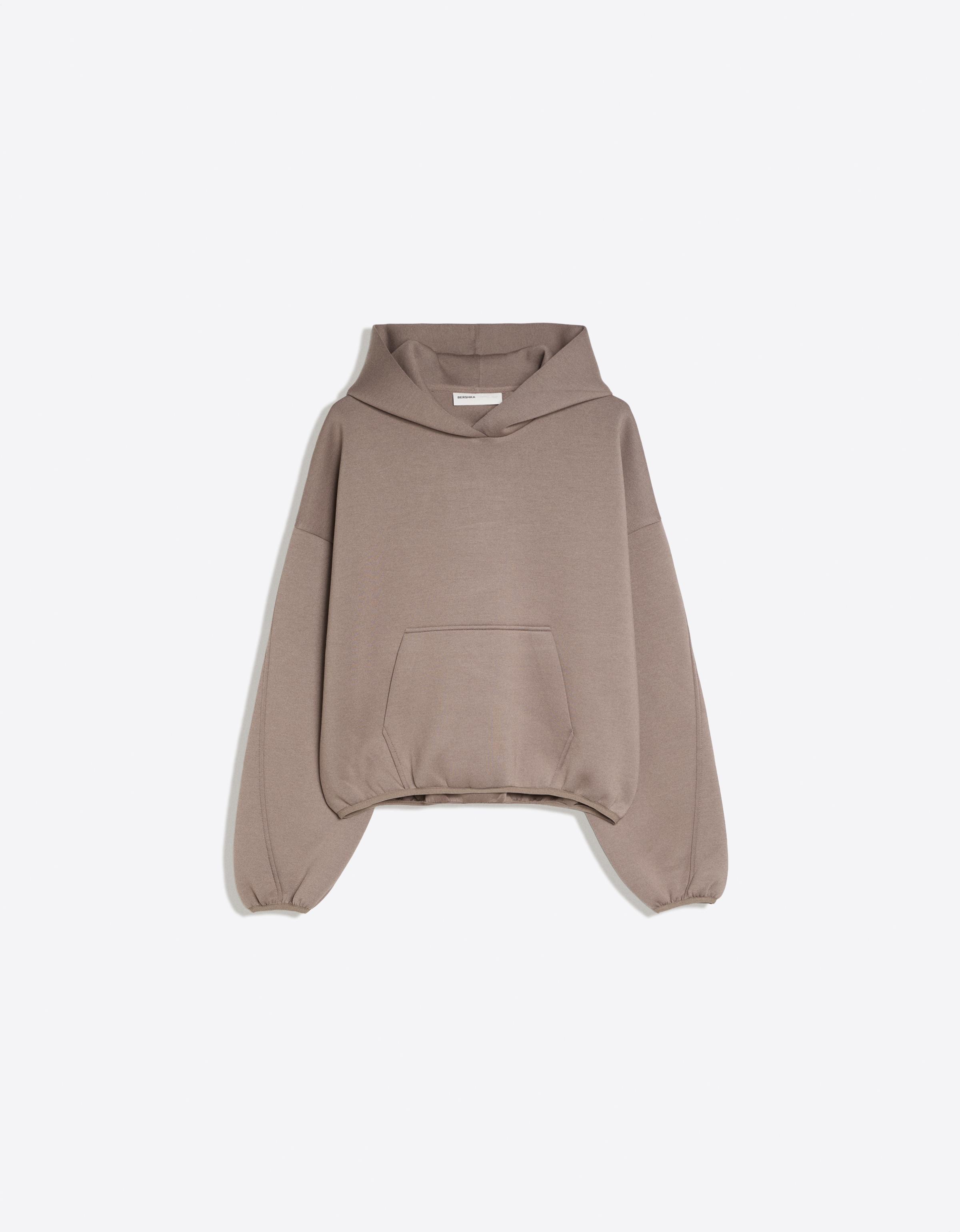 Bershka Scuba kumaş kapüşonlu sweatshirt