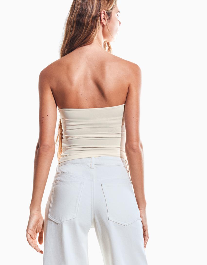 Haut bandeau froncé-Blanc cassé