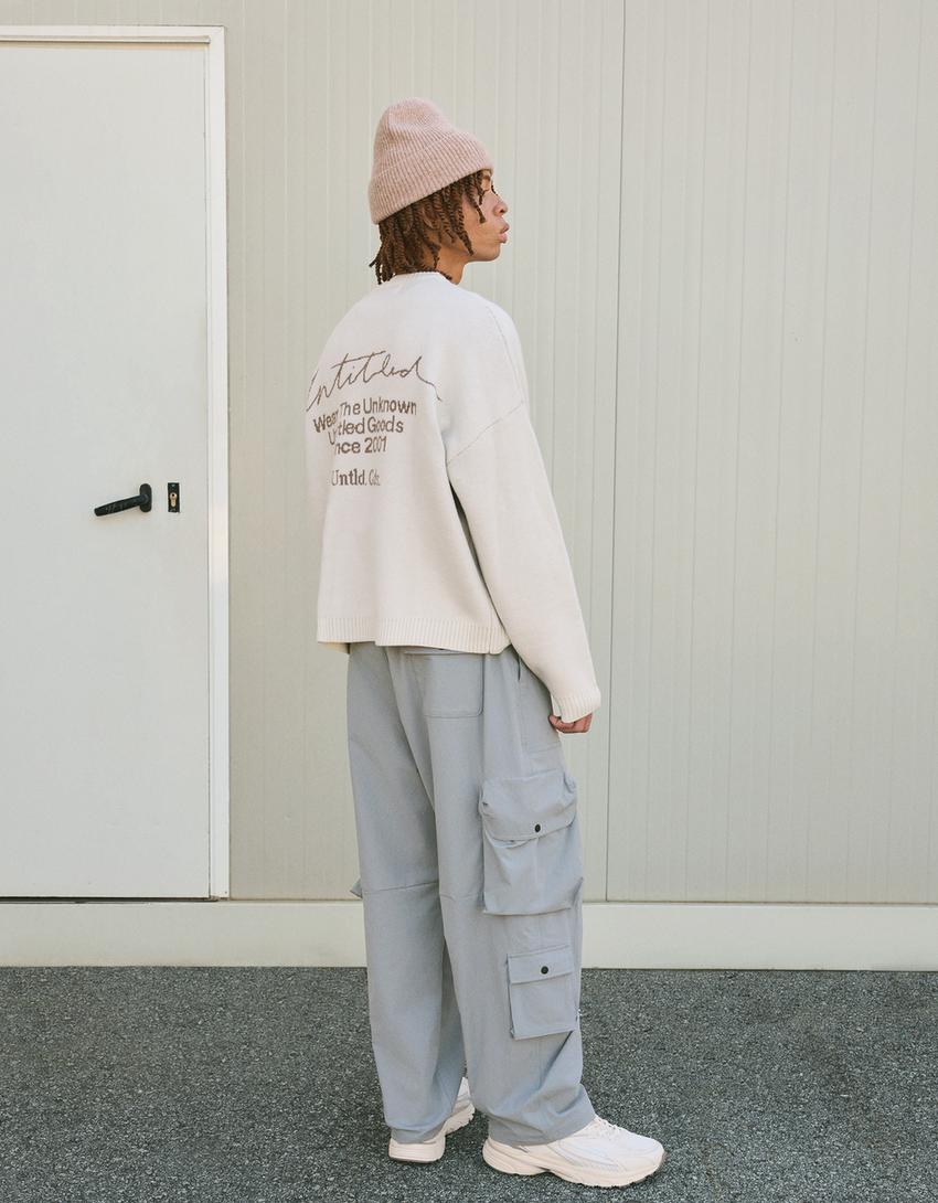 Baggy-Cargohose aus Funktionsstoff-Dunkelgrau
