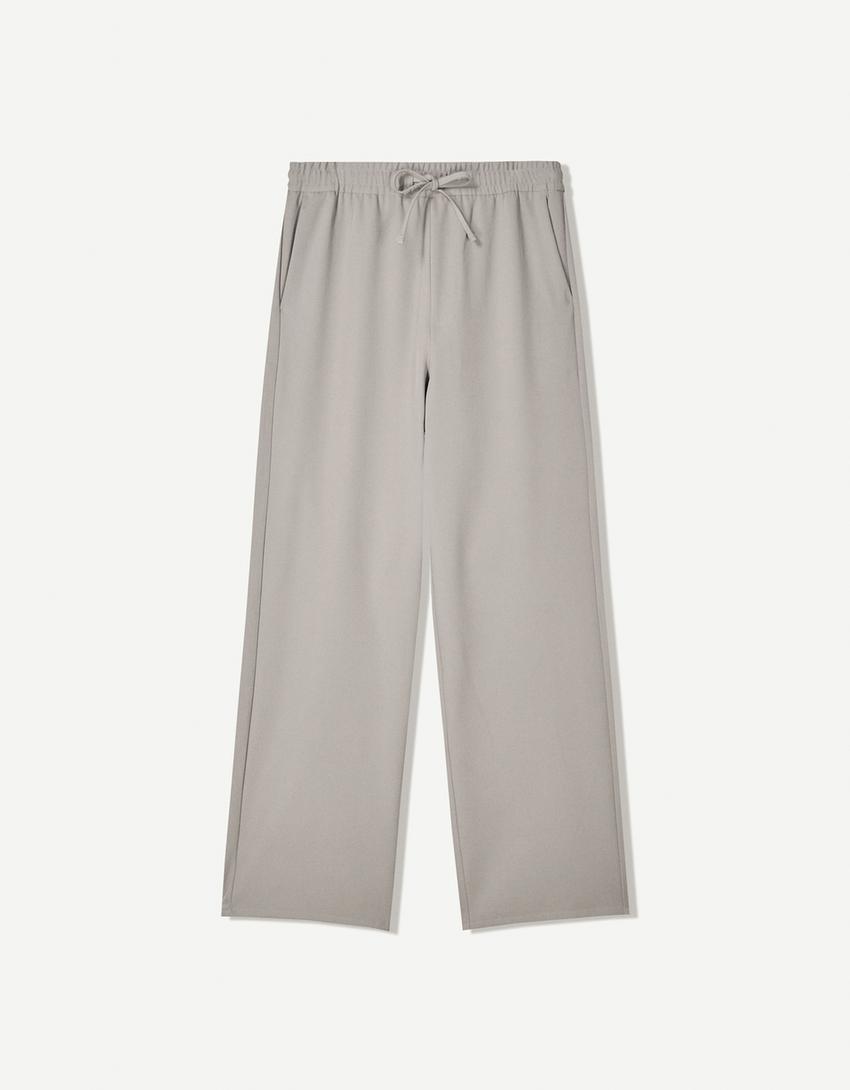 Straight fit jogger tailored pantolon-Kum rengi-3
