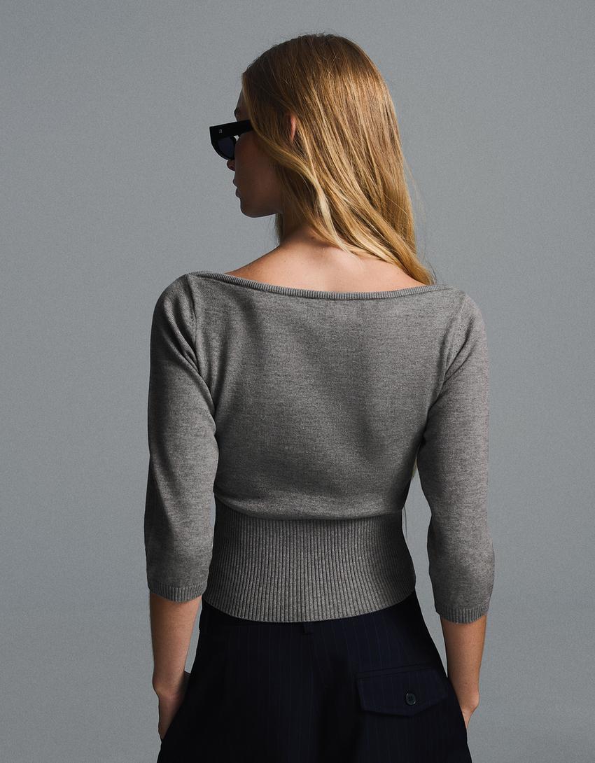 Pullover mit Bateau-Ausschnitt-Grau
