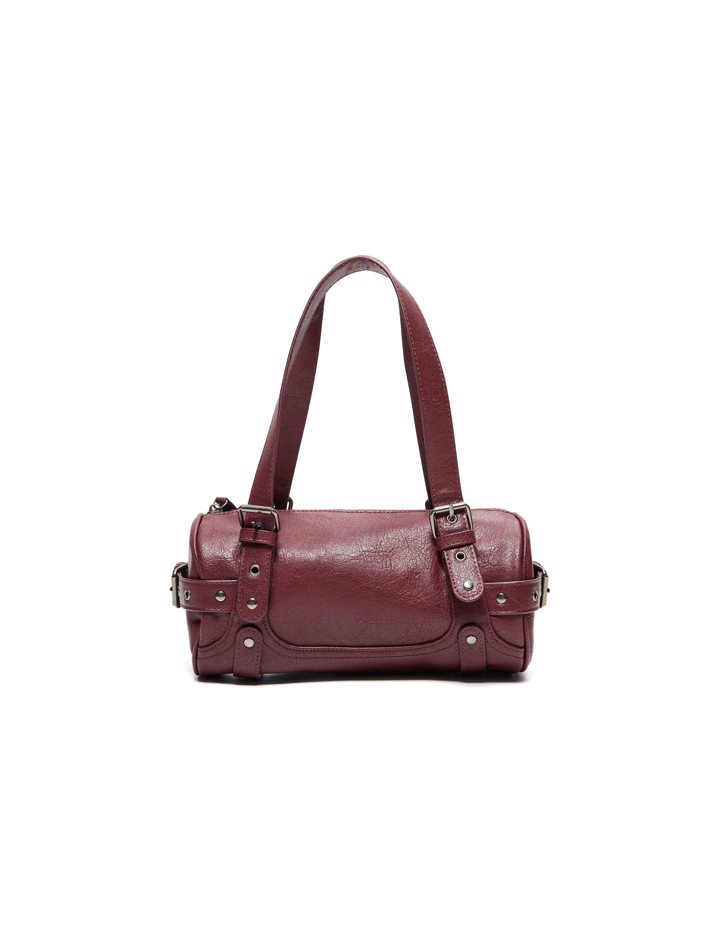 Studded barrel bag — Burgundy