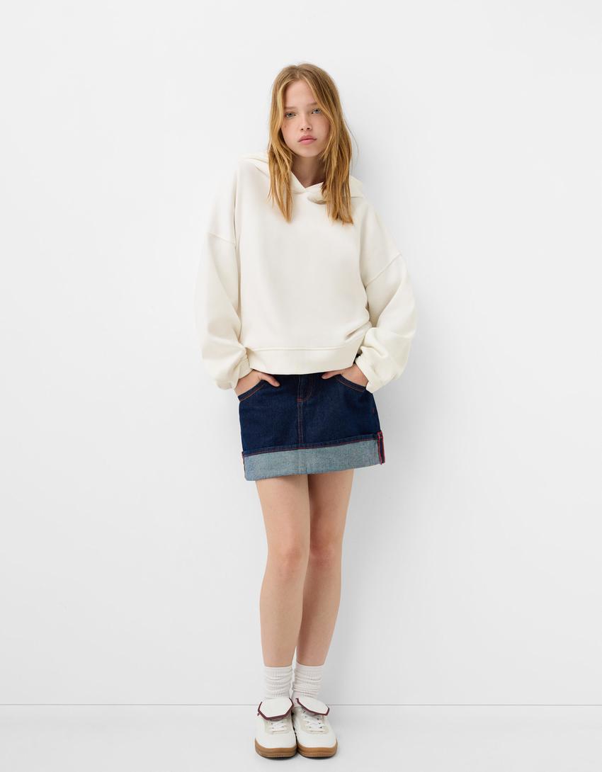 Sudadera felpa capucha-Blanco roto-3