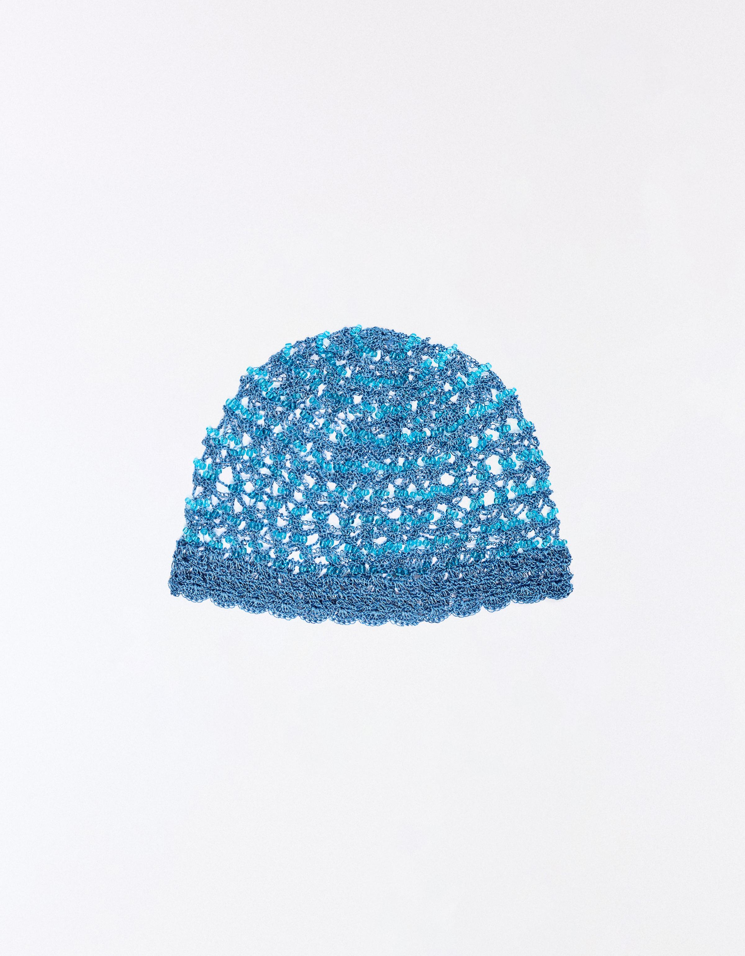 Gorro Casquete Abalorios Mujer Azul