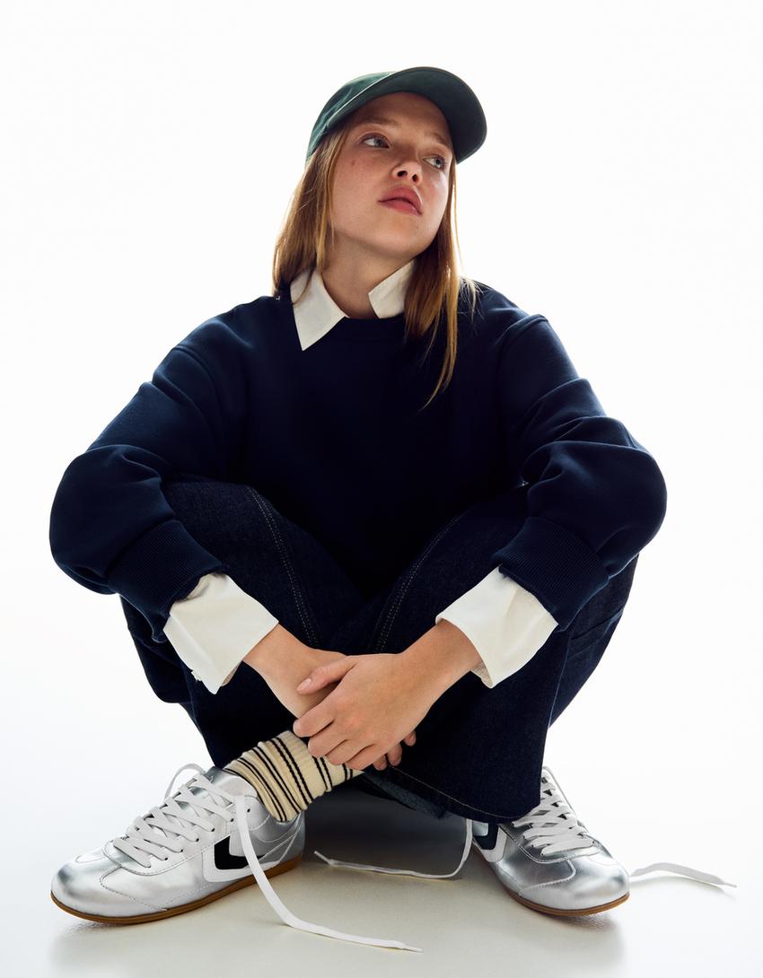 Adidași retro cu talpă subțire-Argint