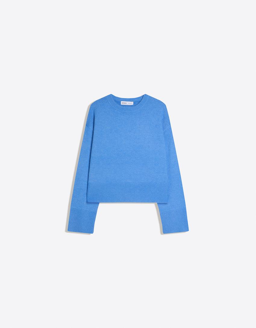 Jersei oversize vora canalé-Blau cel