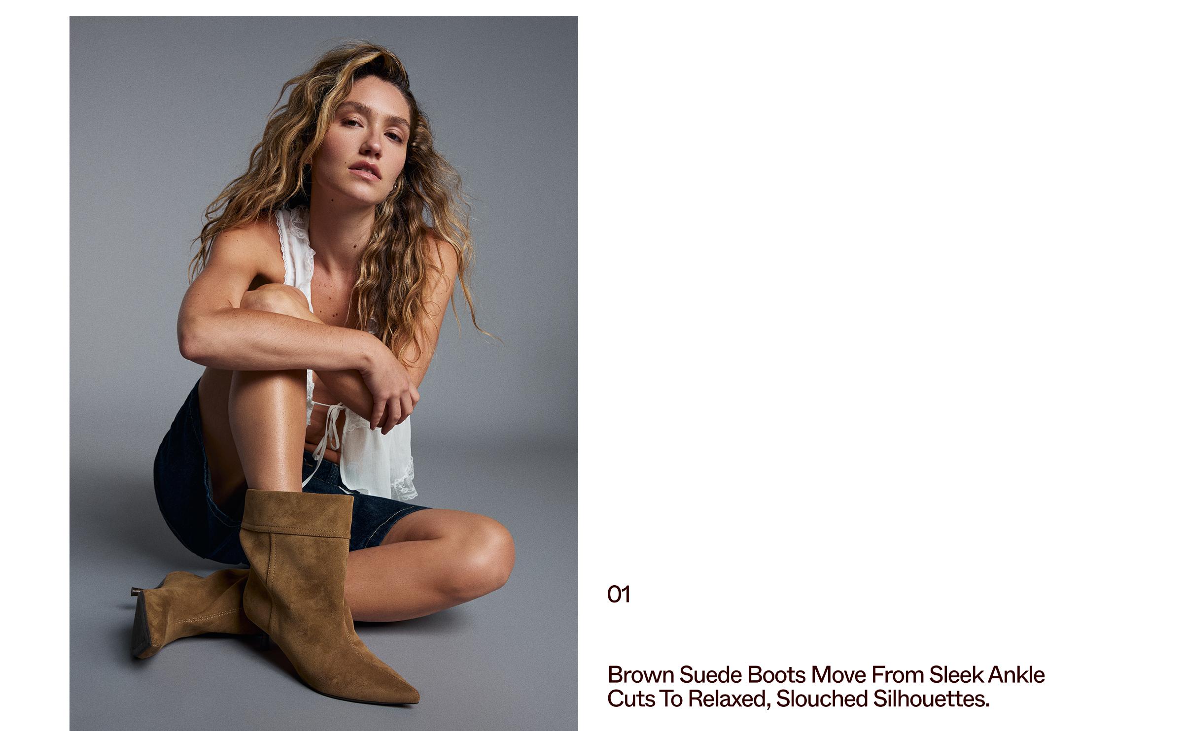Fold-over heeled ankle boots — CAMEL