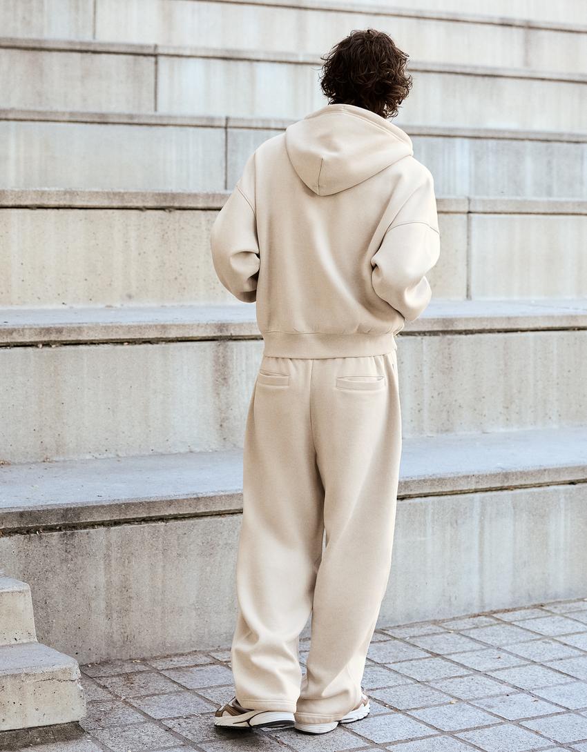 Napped balloon trousers-Stone