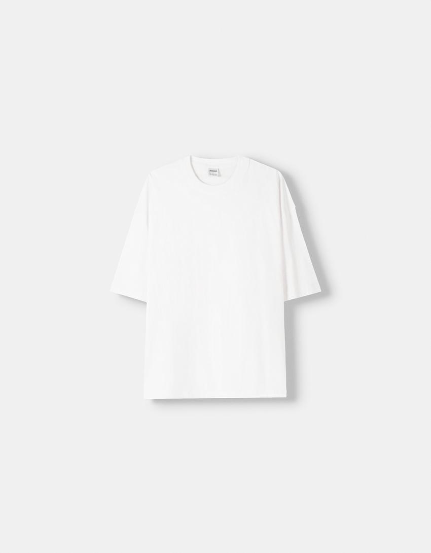Oversized T-shirt met korte mouw-Wit