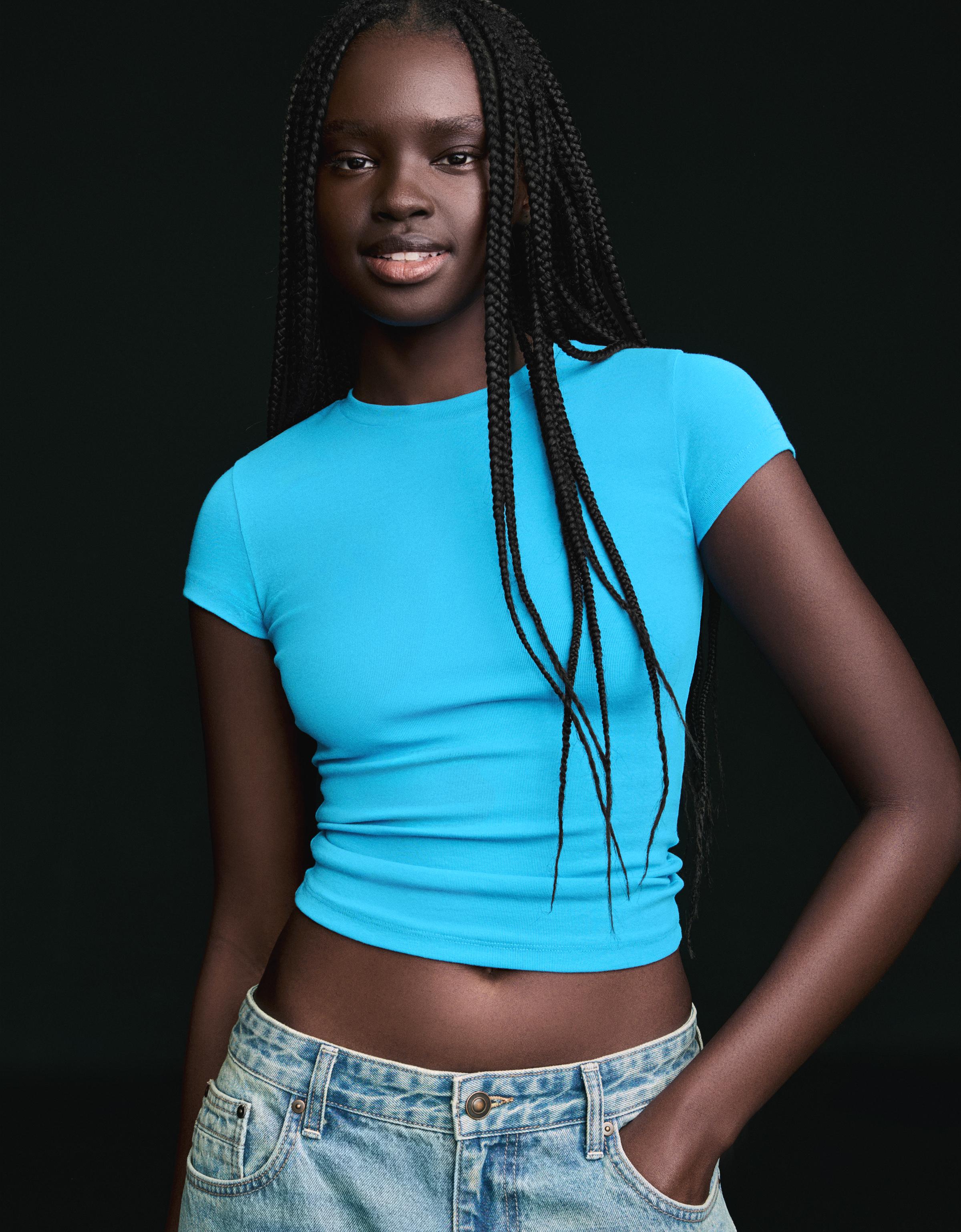 Short sleeve round neck T-shirt — Blue