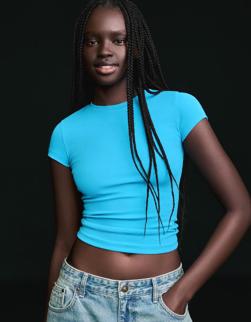 Camiseta manga corta cuello redondo-Azul