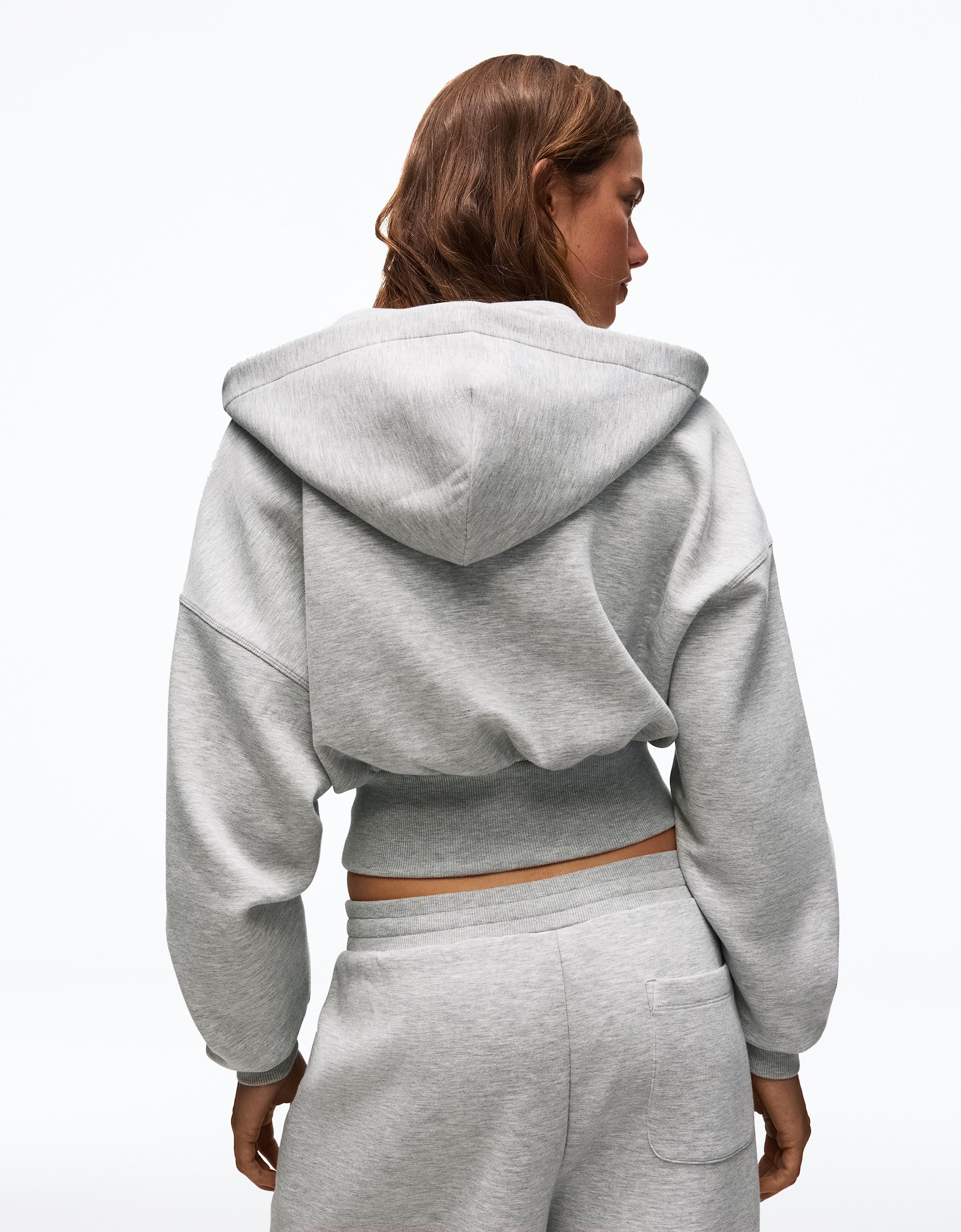 Zip-up hooded sweatshirt with sash — Grey